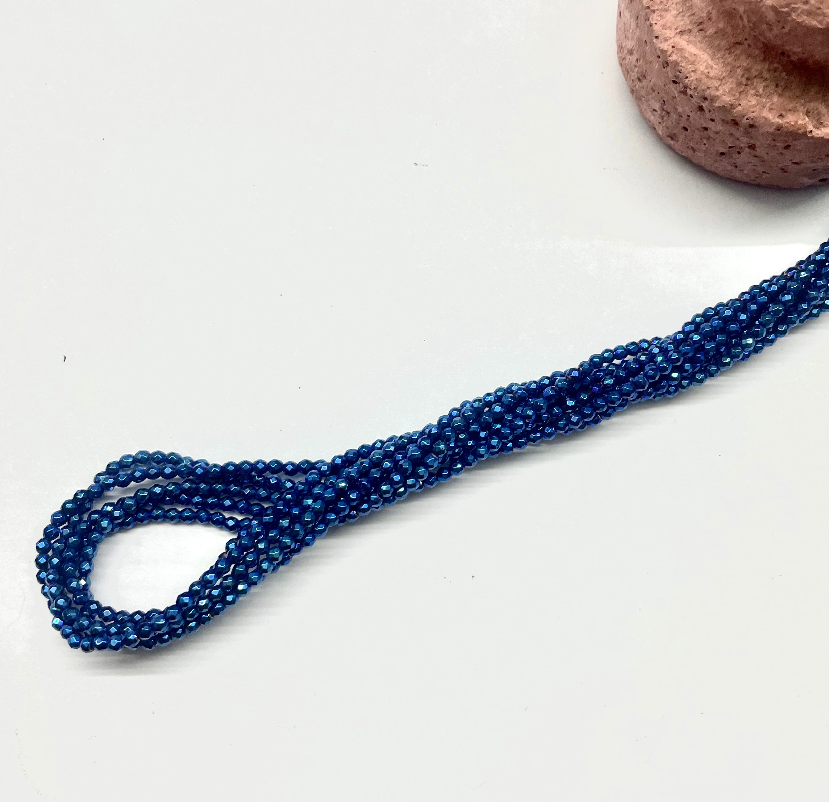 Gargantille En Hématite Bleue - Pierre Octogonale - Longueur 42cm - Fait Main - Neuve