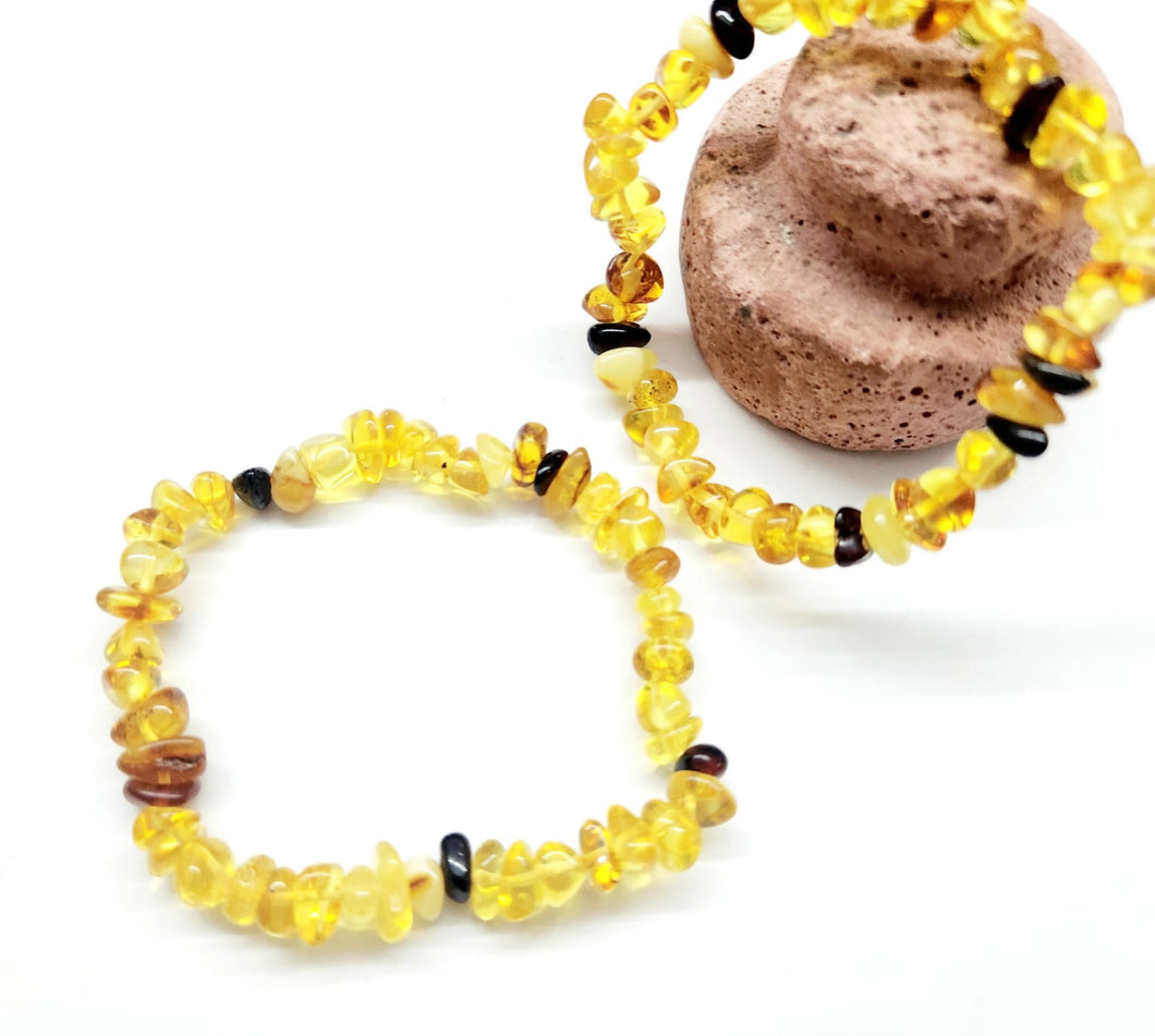 AMBAR BALTICO MIX | PULSERA CHIP CON HILO ELASTICO | 6MM AROX.