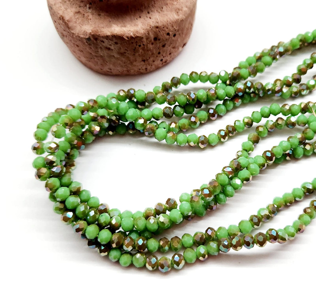 Cristal Chato | 4mm | Bicolor Verde Manzana - Dorado 175