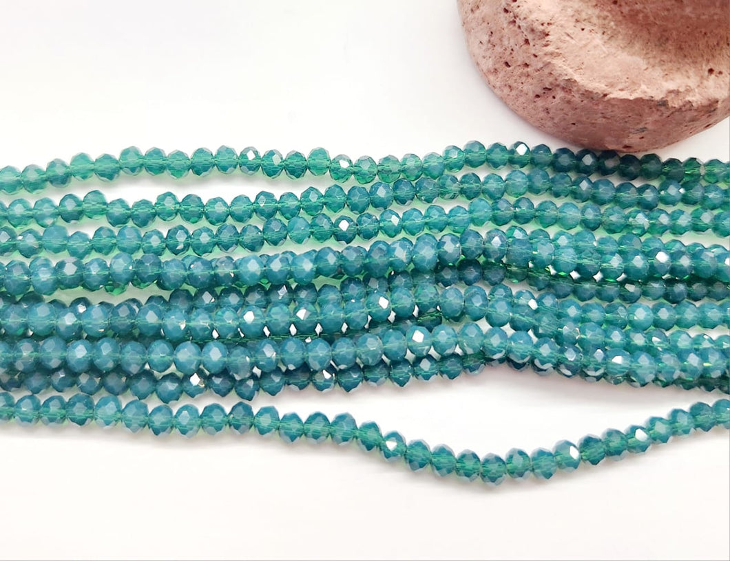 Cristal Chato | 4mm | Verde petroleo opalescente 22