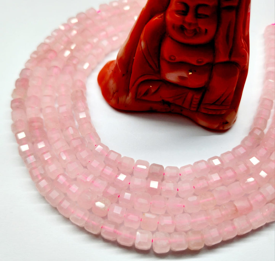 CUBOS DE PIEDRA FACETADO | 5.5X5.5MM | CUARZO ROSADO