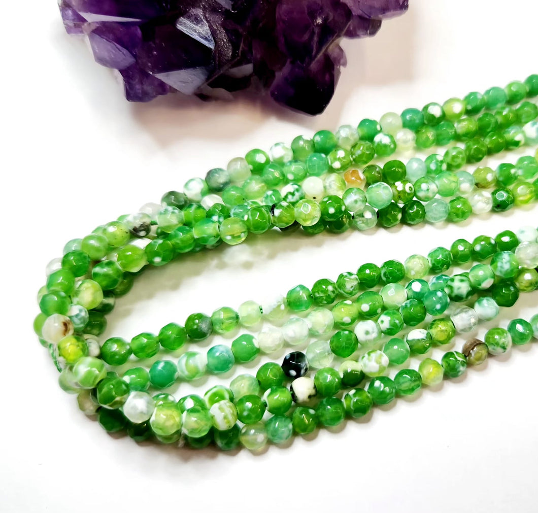 AGATA FACETADA | 4MM | VERDE JASPEADO CON BLANCO