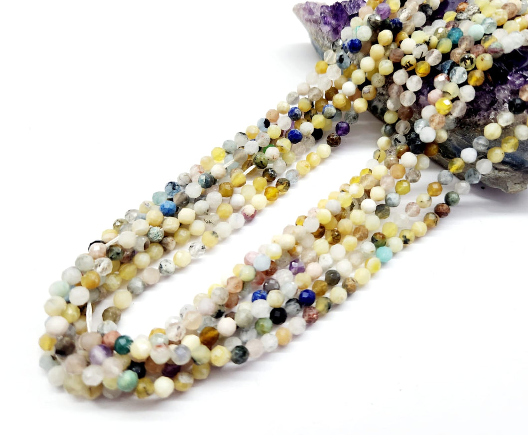 PIEDRAS NATURALES | MINI FACETADO | MIX OPALO AMARILLO, LAPISLAZULI Y CUARZOS | 3.7MM | co.37