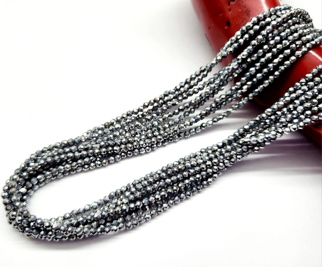 MOSTACILLA DE CRISTAL Y PIEDRA | FACETADO | 2.2MM | PLATEADA | co.30