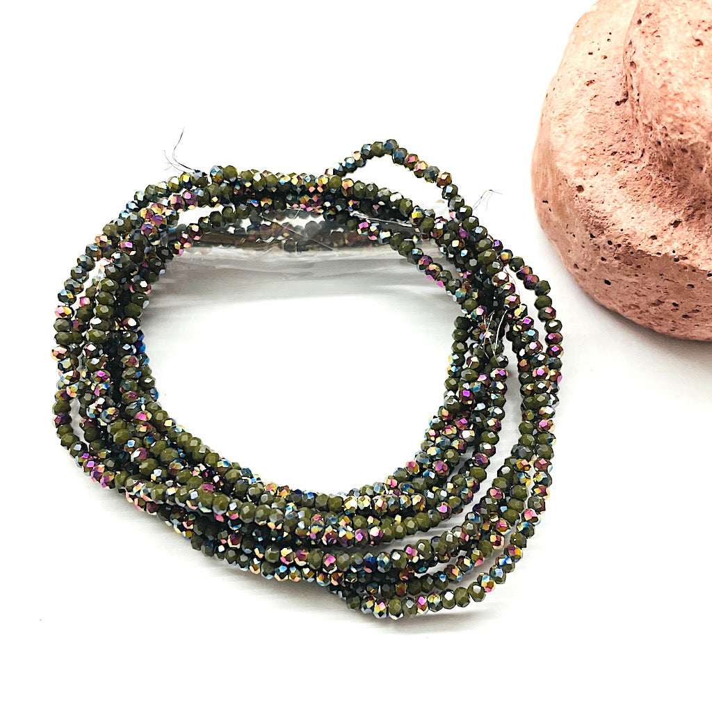CRISTAL CHATO | 1MM | BICOLOR VERDE MILITAR - GOLD ROSE | co.112