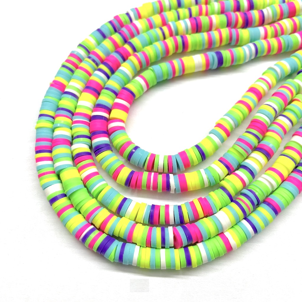 Fimo | Círculos Planos | Amarillo, Fucsia, Celeste y Morado