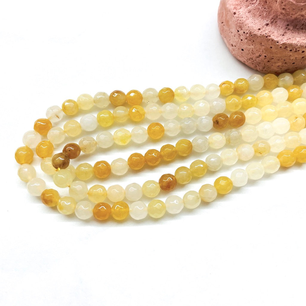 AGATA FACETADA | 6MM | MIX BLANCO AMARILLO Y CREMA MATIZADO