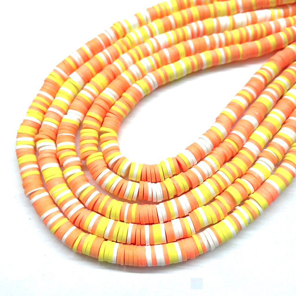 Fimo | Círculos Planos | Naranja, Amarillo, Salmón y Blanco