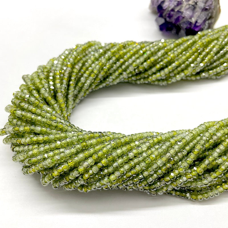 PIEDRAS NATURALES | MINI | CIRCONITA VERDE OLIVA RONDELL | 3X2MM