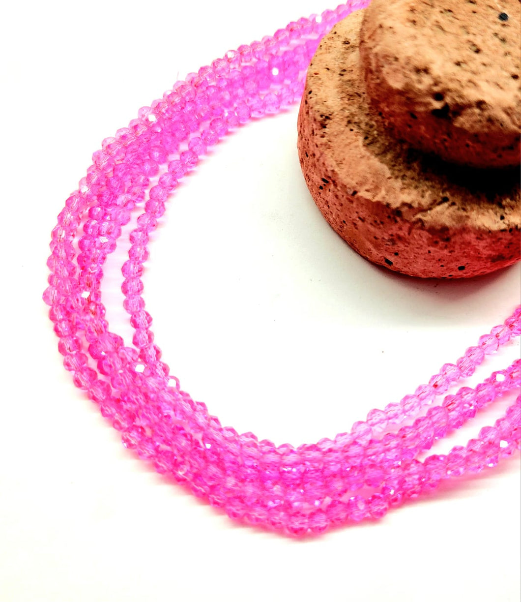 Cristal Chato | 3mm | Rosado fluor traslucido | co.34