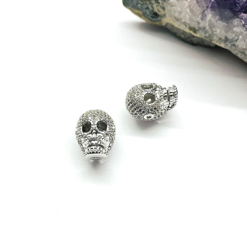 RODINADO | SEPARADOR CALAVERA MICROCIRCON  | 16MM | 1UND | PLATEADO (R6-60)