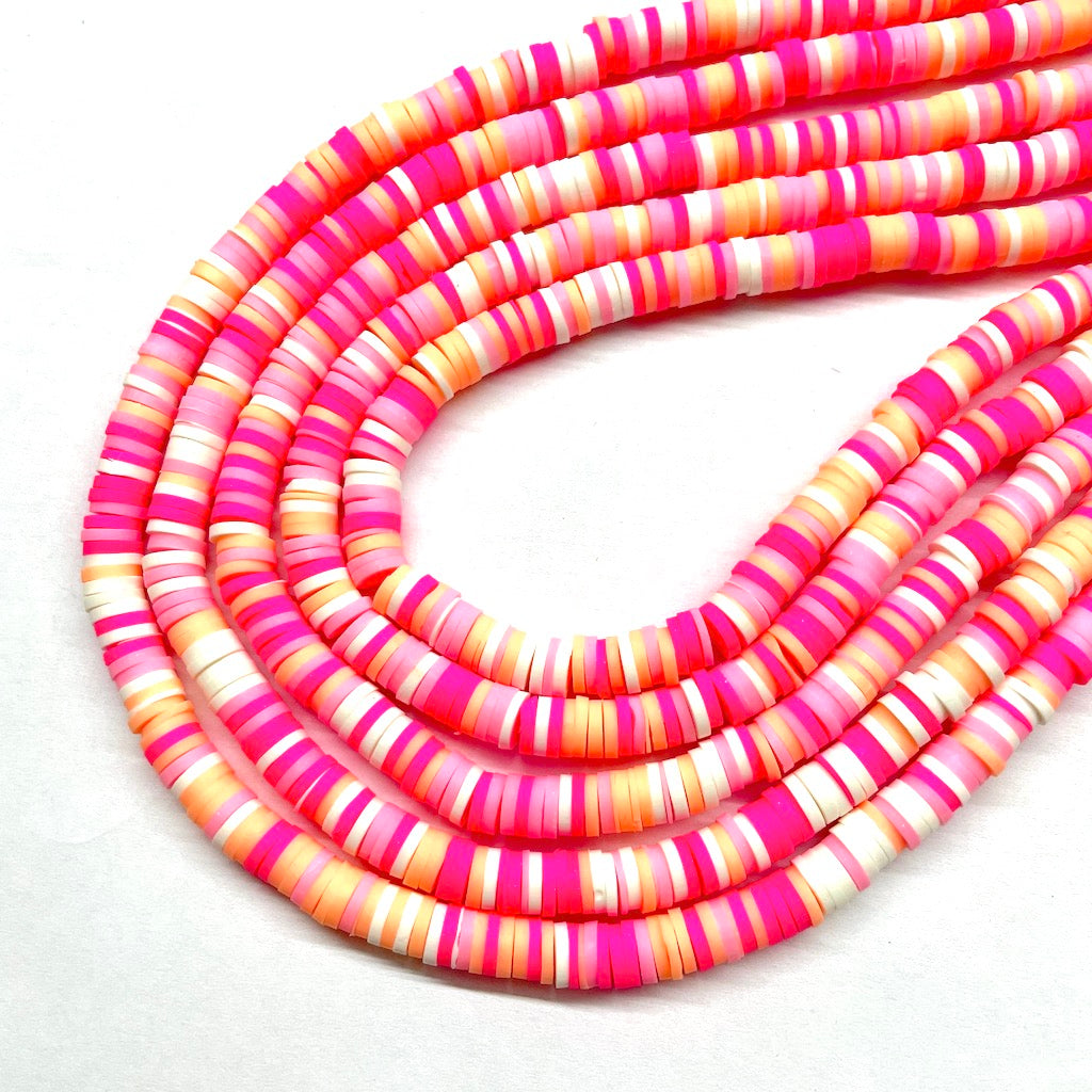 Fimo | Círculos Planos | Fucsia, Blanco y Crema