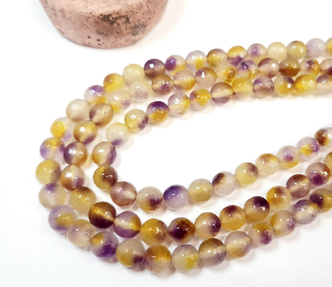 AGATA FACETADA | 8MM | BICOLOR AMARILLO Y MORADO