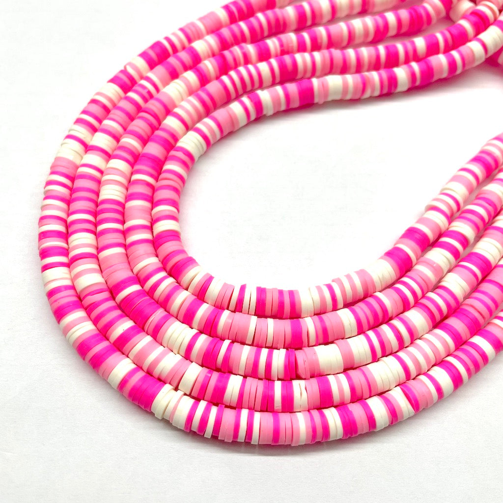 Fimo | Círculos Planos | Blanco, Fucsia y Rosado