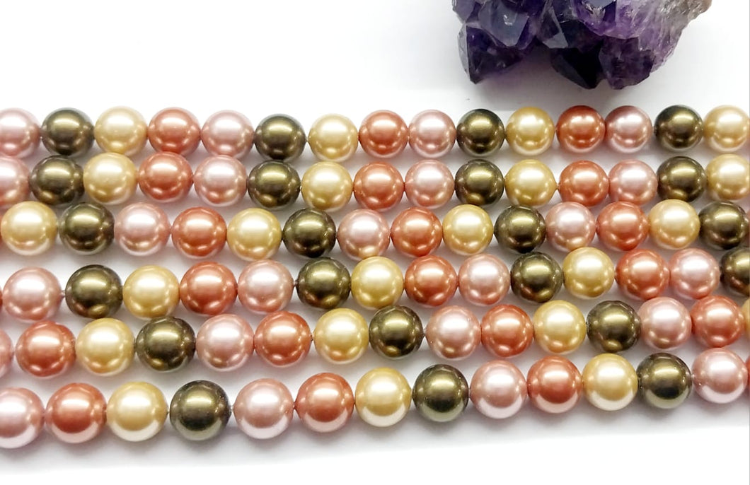 PERLA SHELL | 8MM | DORADO DAMASCO ROSADO VERDE OLIVA