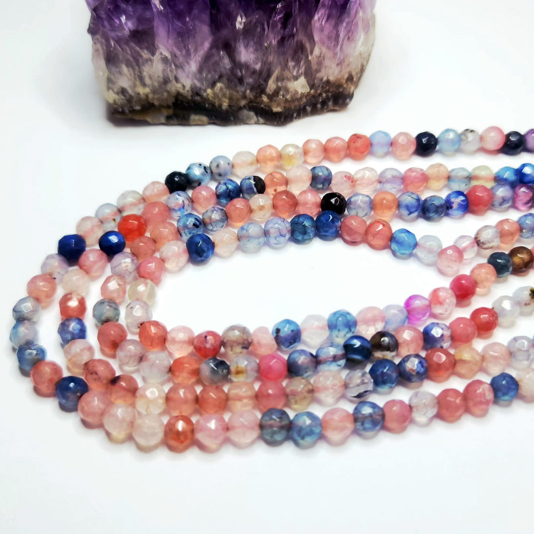 AGATA FACETADA | 4MM | MIX SANDIA Y AZUL
