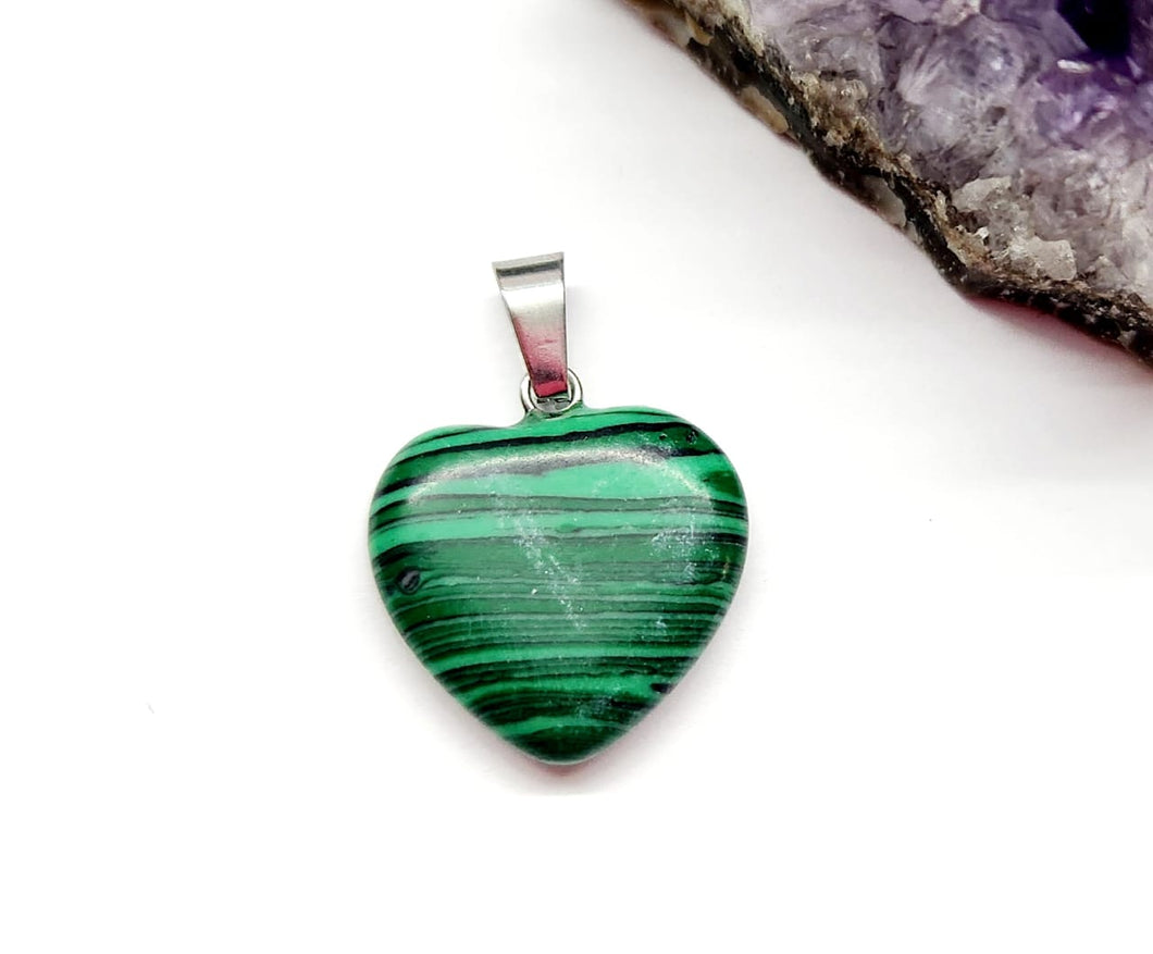 COLGANTE DE PIEDRA | CORAZON MEDIANO | 20MM | MALAQUITA