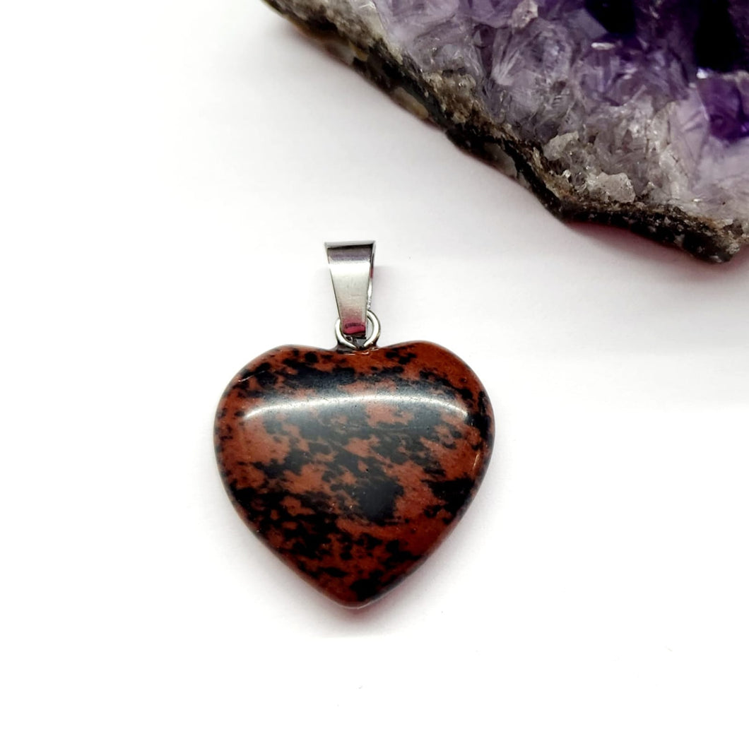 COLGANTE DE PIEDRA | CORAZON MEDIANO | 20MM | OBSIDIANA CAOBA