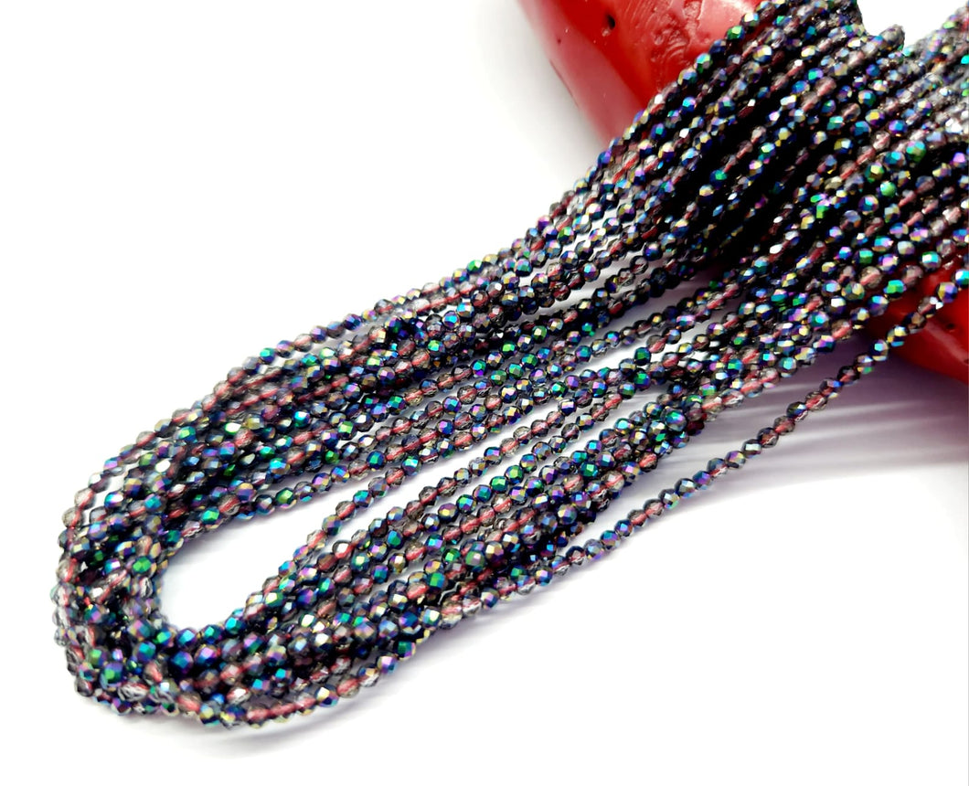 MOSTACILLA DE CRISTAL Y PIEDRA | FACETADO | 2.2MM | BICOLOR RAINBOW TRASLUCIDO | co.31