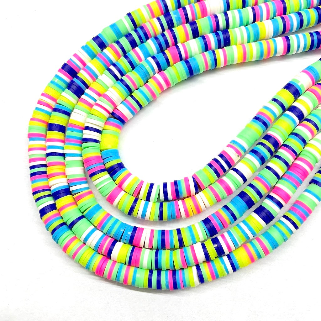 Fimo | Círculos Planos | Amarillo, Fucsia, Celeste, Azul Marino y Blanco