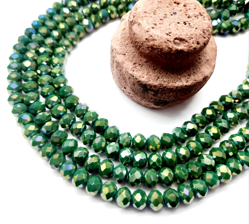 Cristal chato | 8 mm | Matte Verde Tornasol Dorado 111