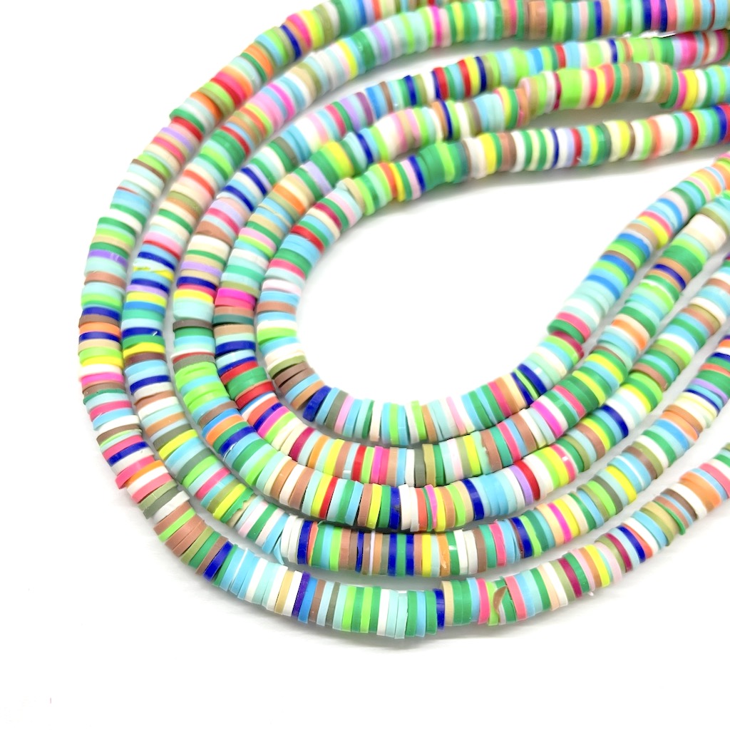 Fimo | Círculos Planos | Verde, Verde flúor, Café y Celeste