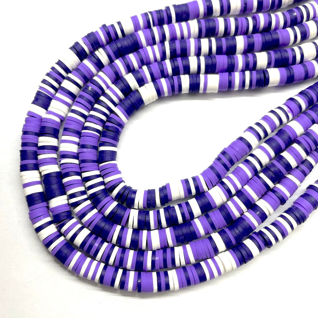Fimo | Círculos Planos | Blanco, Lila medio y Morado Oscuro