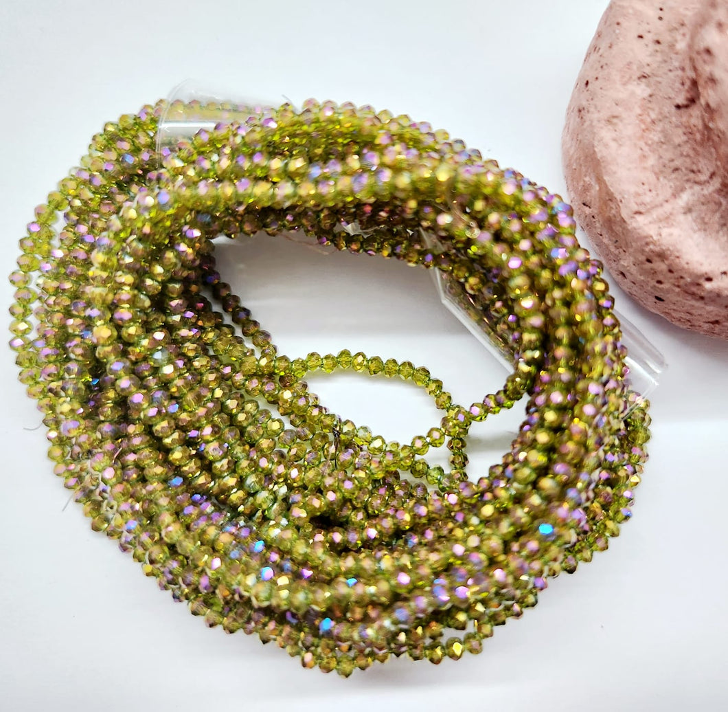CRISTAL CHATO | 1MM | VERDE OLIVA CON FUCSIA TRASLUCIDO TORNASOL | co.127