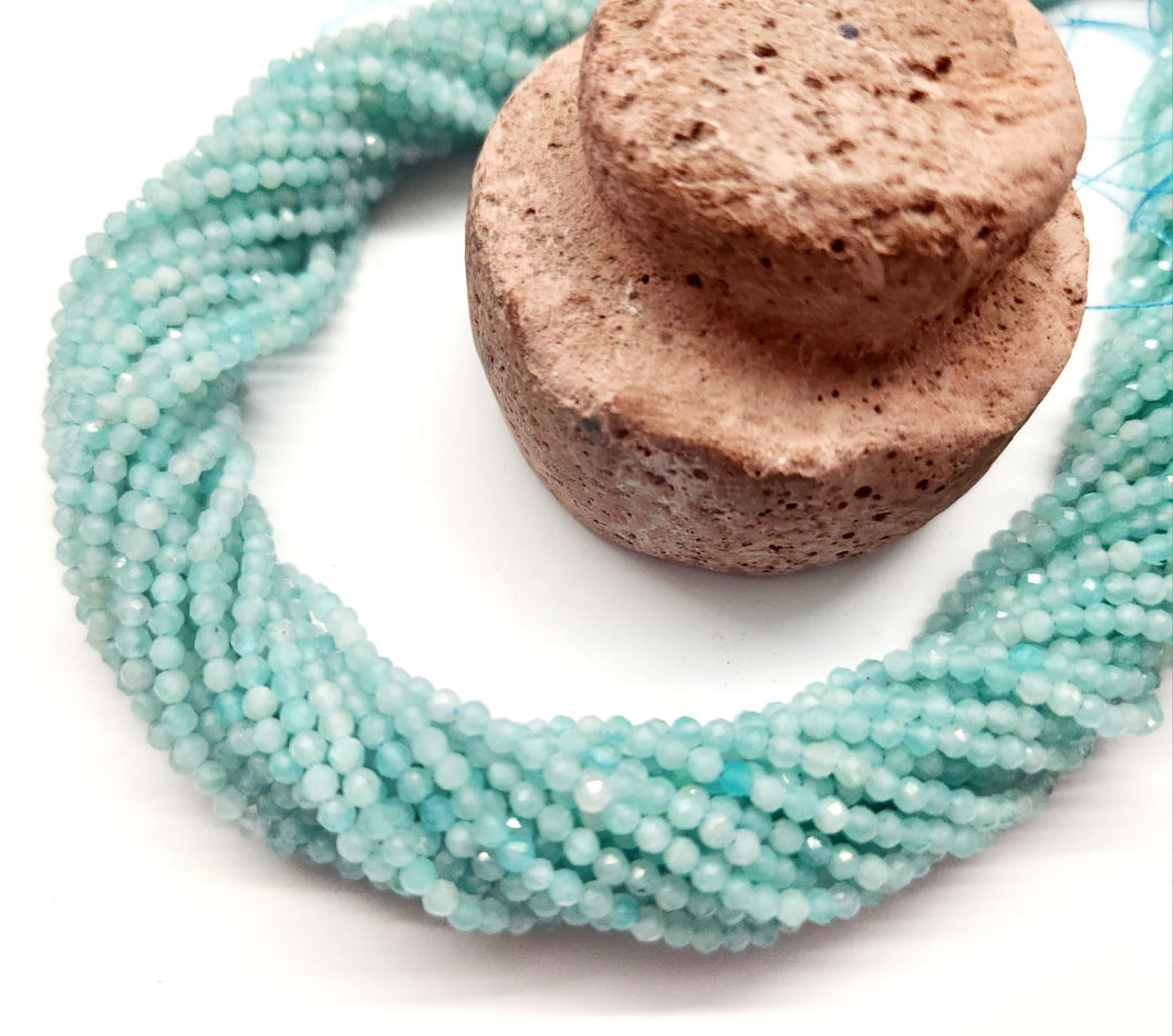 PIEDRAS NATURALES | MINI FACETADO | AMAZONITA AQUA MATIZADA | 2.4MM