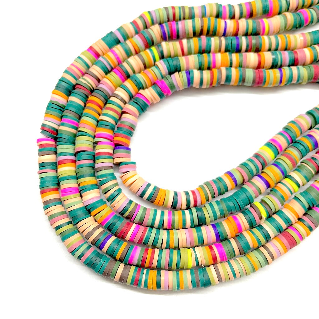 Fimo | Círculos Planos | Verde militar , Amarillo, Café y Salmón