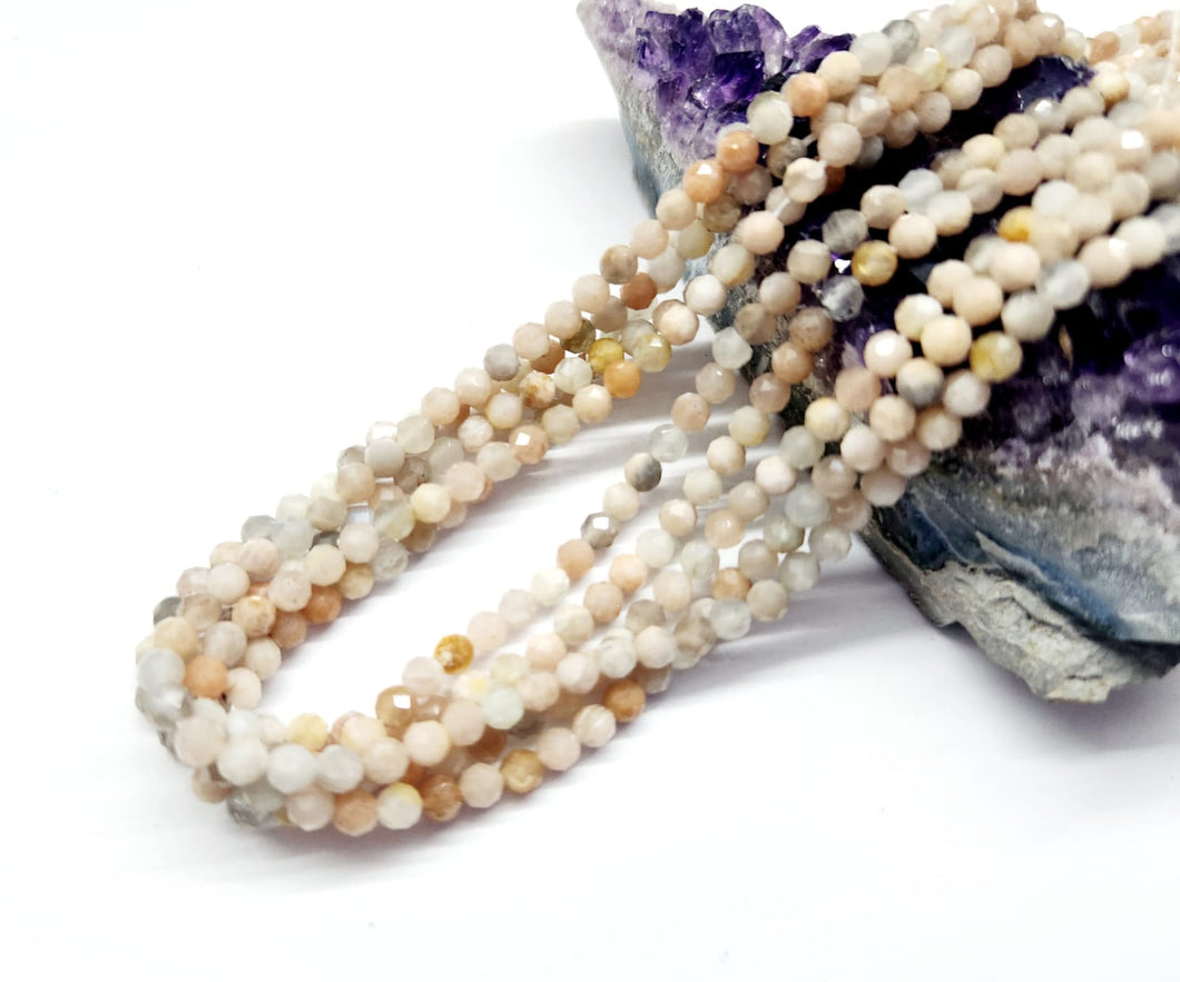 PIEDRAS NATURALES | MINI FACETADO | MOON STONE ROSA | 3.4MM | co.2