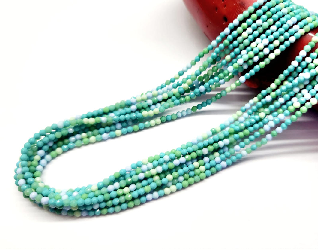 MOSTACILLA DE CRISTAL Y PIEDRA | FACETADO | 2.2MM | MIX TURQUESA VERDE LAVANDA | co.9