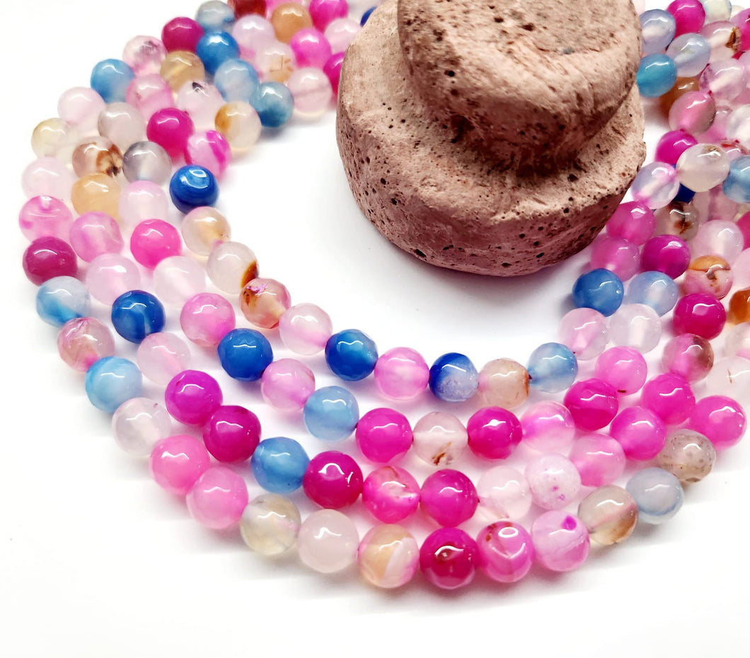 AGATA FACETADA | 8MM | AZUL FUCSIA TRASLUCIDO