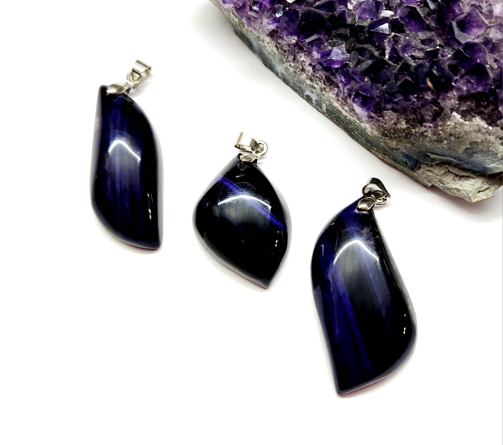 COLGANTE DE PIEDRA | OJO DE TIGRE IRREGULAR | APROX 30MM A 40MM | MORADO