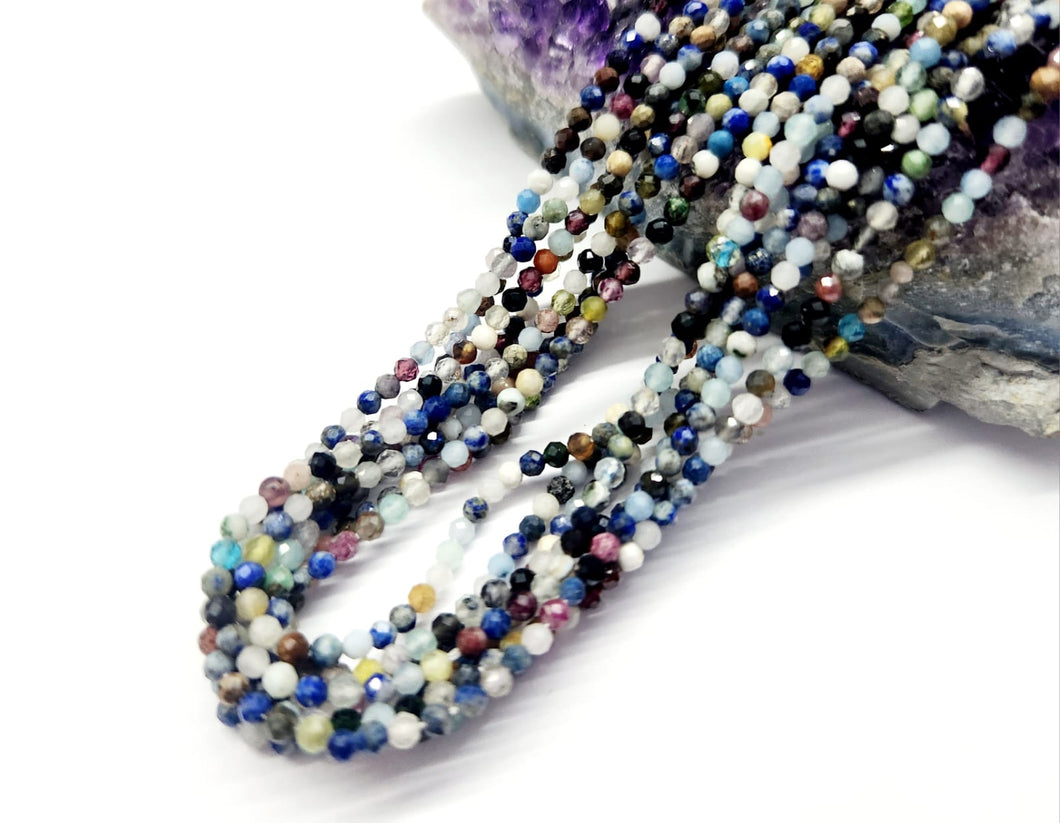 PIEDRAS NATURALES | MINI FACETADA | MIX DE PIEDRA CON LAPISLAZULI  | 2.4MM | co.50