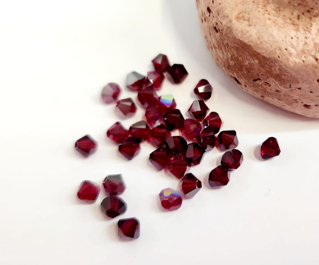 Bead Swarovski Crystals | 4mm | C1 SAT #010 | 25u | Rojo oscuro