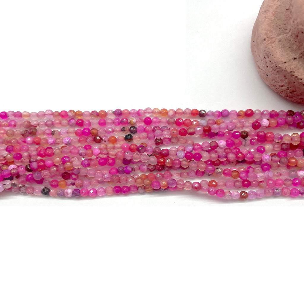 Agata Facetada | 3mm | Mix fucsia