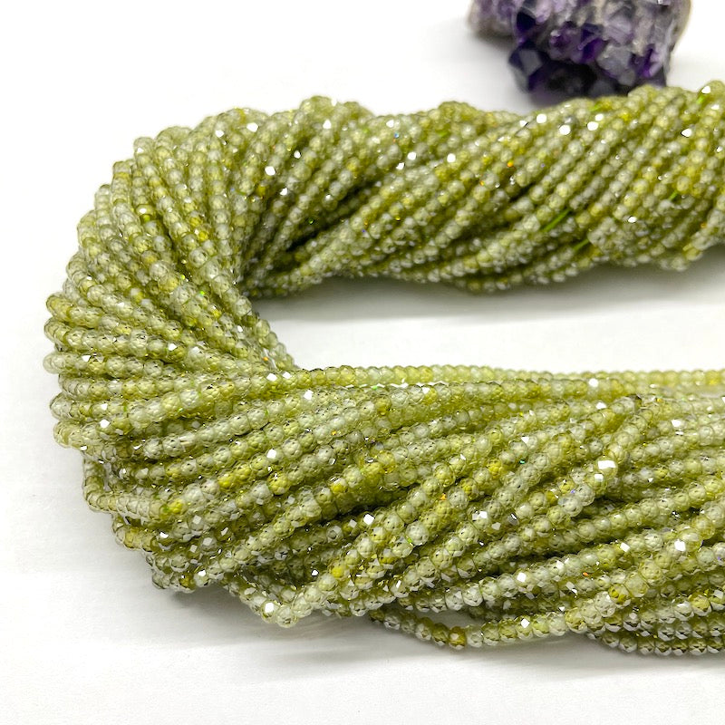 PIEDRAS NATURALES | MINI | CIRCONITA VERDE OLIVA CLARO RONDELL | 3X2MM