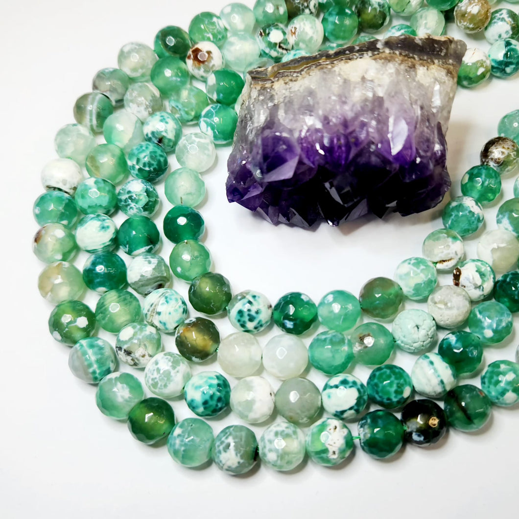 AGATA FACETADA | 10MM | VERDE CLARO MOTEADO