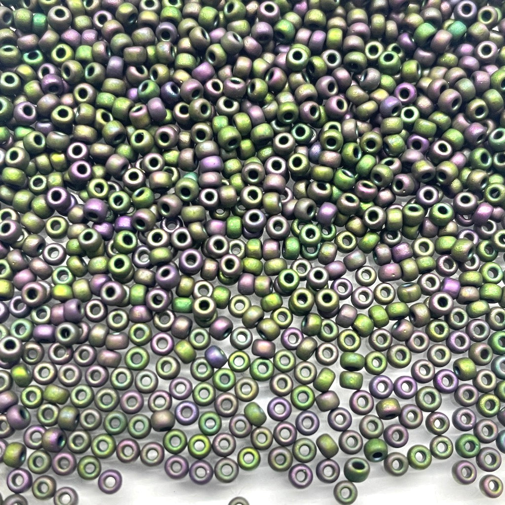 Miyuki Round Rocailles 11/0 | 2061FRR | Bicolor Morado y Verde
