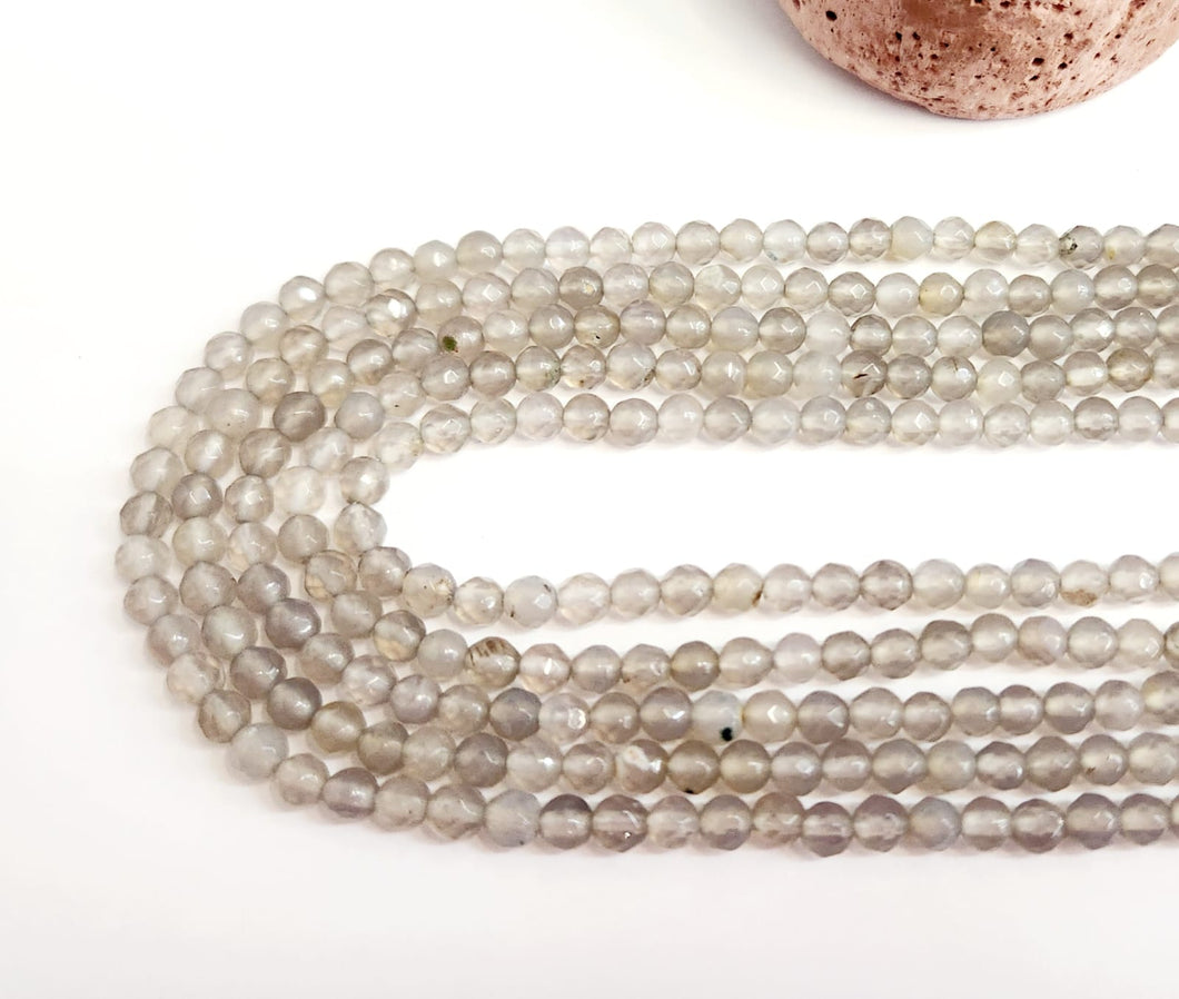 AGATA FACETADA | 4MM | GRIS CLARO TRASLUCIDO