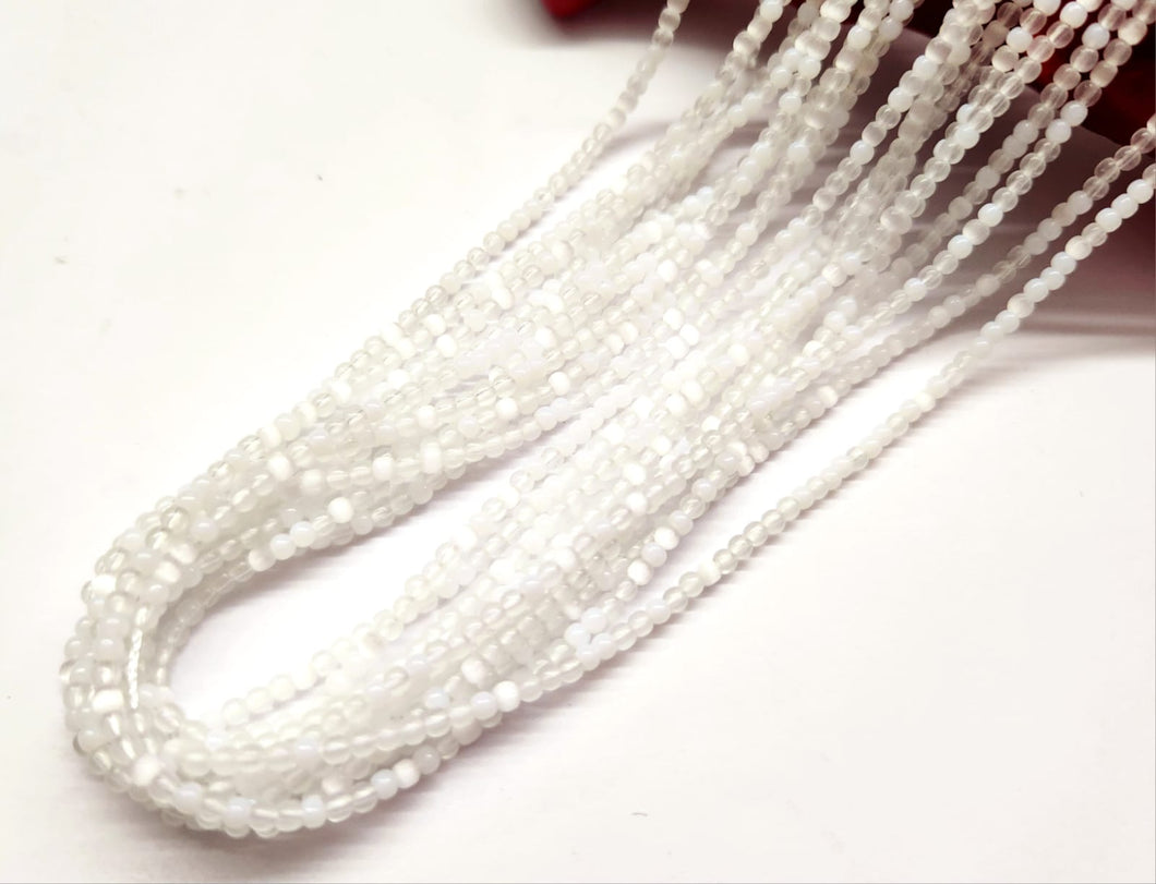 MOSTACILLA DE CRISTAL Y PIEDRA | 2.4MM | MIX BLANCO | co.30