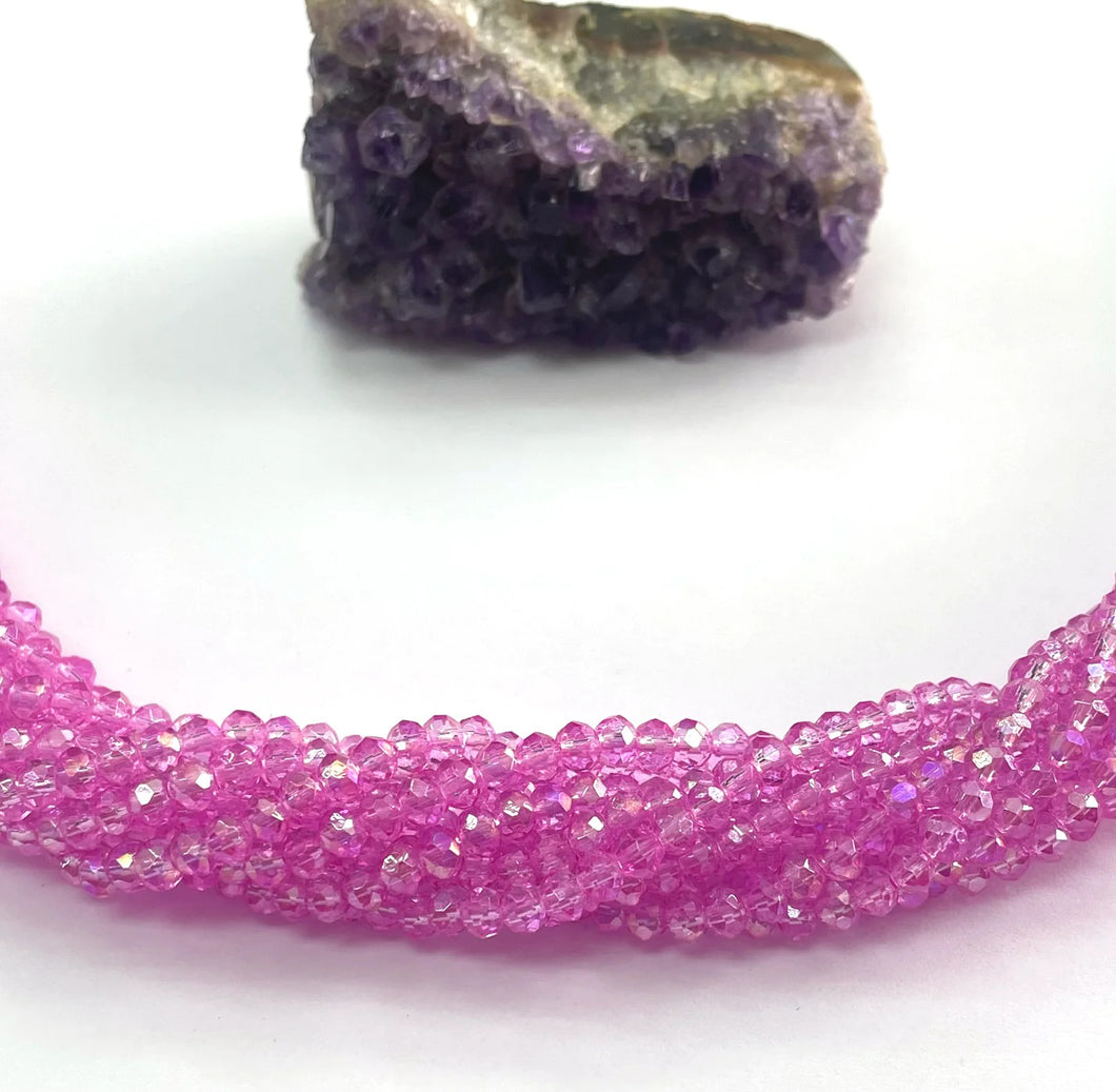 Cristal Chato | 4mm | Rosado Traslucido Tornasol 164