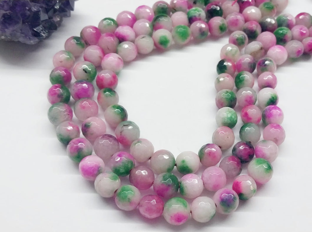 AGATA FACETADA | 10MM | BICOLOR FUCSIA VERDE