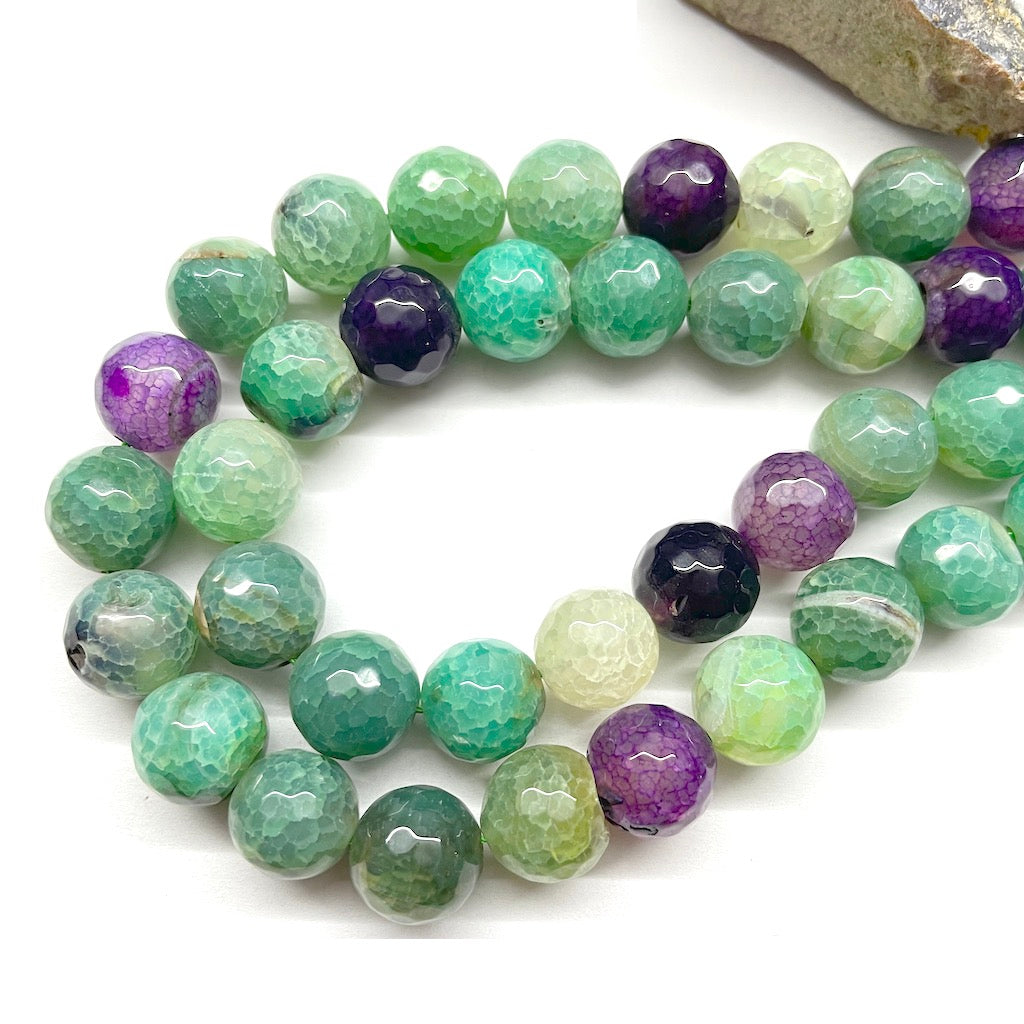 AGATA FACETADA | 12MM | VERDE Y MORADO MATIZADO
