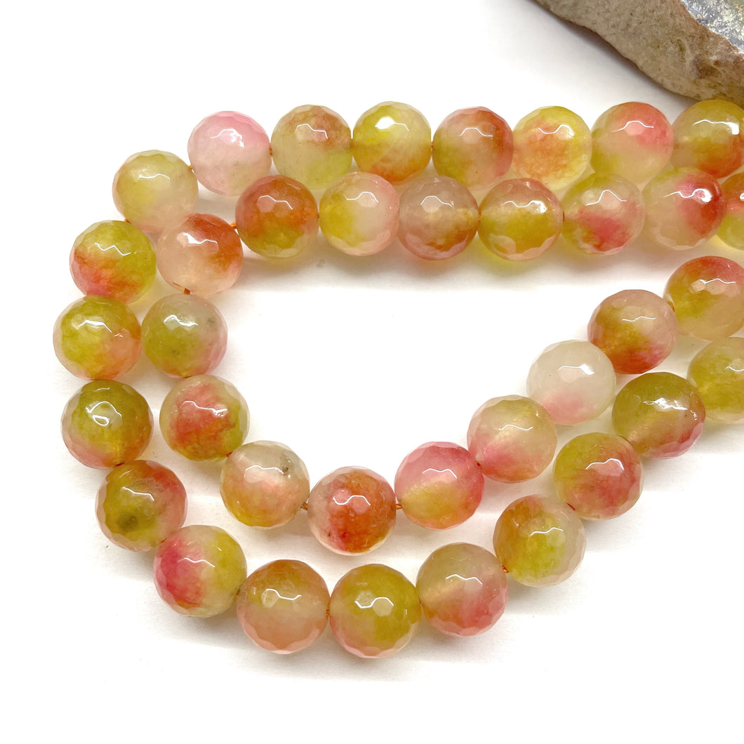 AGATA FACETADA | 12MM | BICOLOR FUCSIA VERDE LIMON