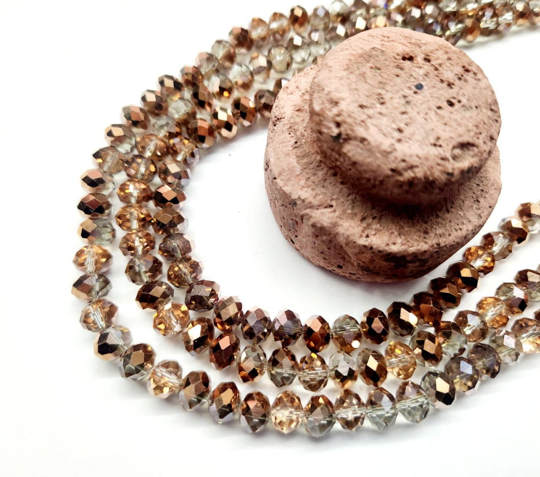 Cristal chato | 8 mm | Bicolor Gold Rose traslucido 82
