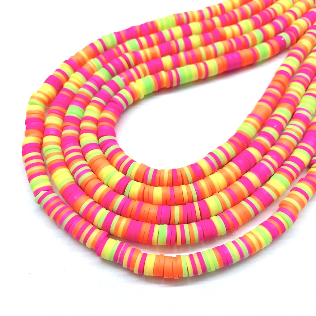 Fimo | Círculos Planos | Fucsia, Naranja, Amarillo y Verde