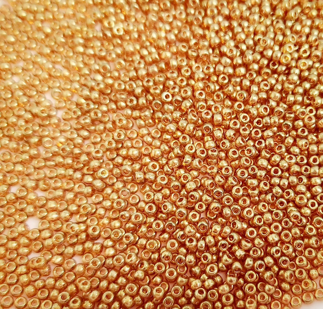 Miyuki Round Rocailles 11/0 | 311RR | Bicolor Dorado con Interno Damasco