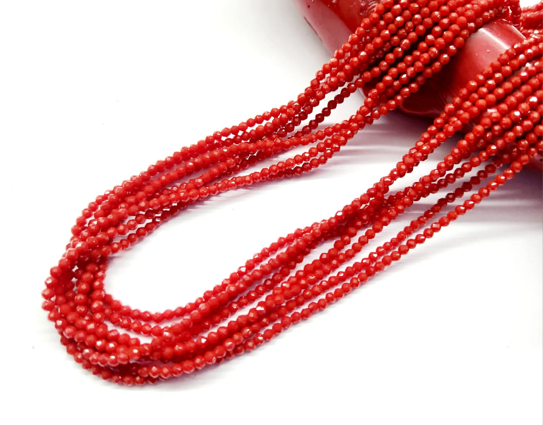 MOSTACILLA DE CRISTAL Y PIEDRA | FACETADO | 2.2MM | ROJO OSCURO  | co.24